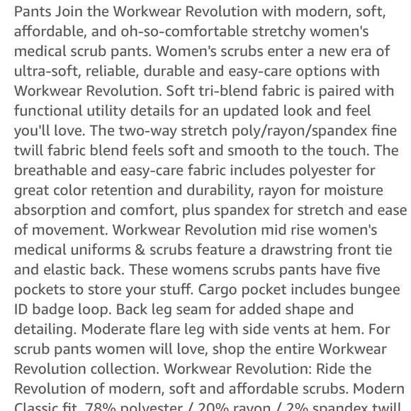 Tall - Cherokee Workwear Revolution, Drawstring Scrub Pants, Soft Stretch - Picture 8 of 11